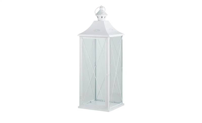 Laterne   ¦ weiß ¦ Metall,Glas ¦ Maße (cm): B: 32 H: 91 T: 32.0