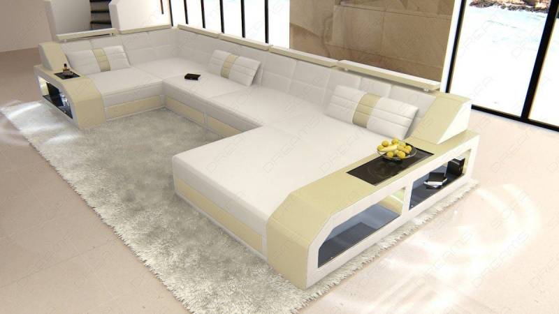 Leder Wohnlandschaft Arezzo mit LED
