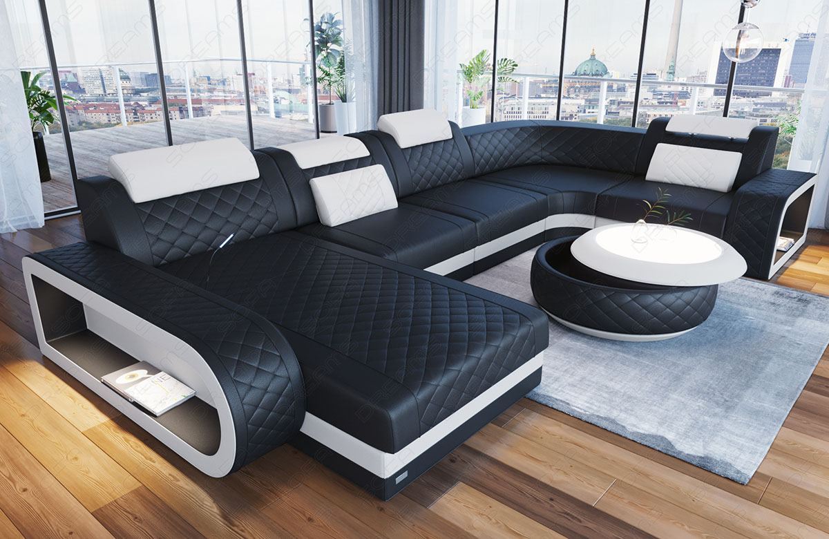 Leder Wohnlandschaft Berlin U-Form – Stil & Komfort