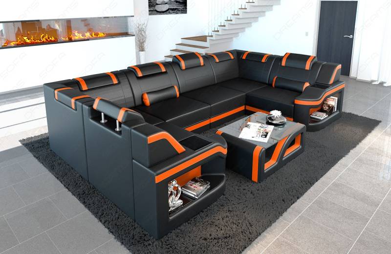 Leder Wohnlandschaft Padua U – Elegantes Sofa
