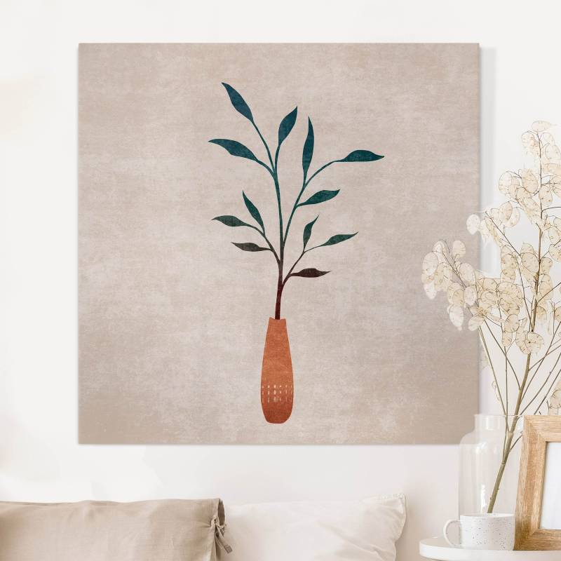 Leinwandbild Boho Blätter in Vase I