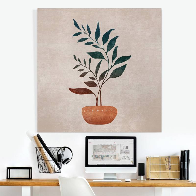 Leinwandbild Boho Blätter in Vase II