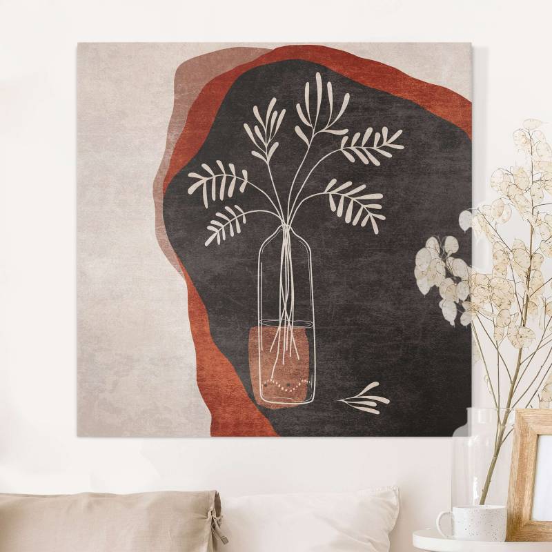 Leinwandbild Boho Blumen in Vase II