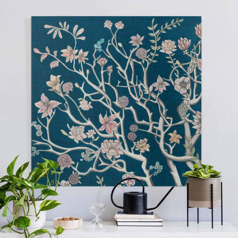 Leinwandbild Chinoiserie Blumen in der Nacht I