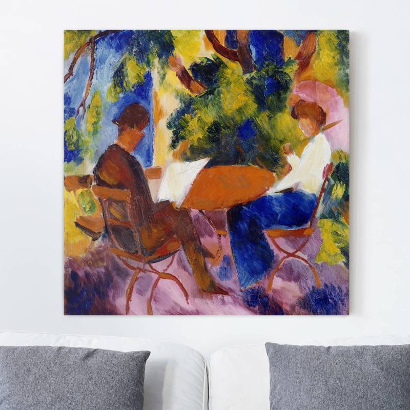 Leinwandbild Kunstdruck August Macke - Paar am Gartentisch
