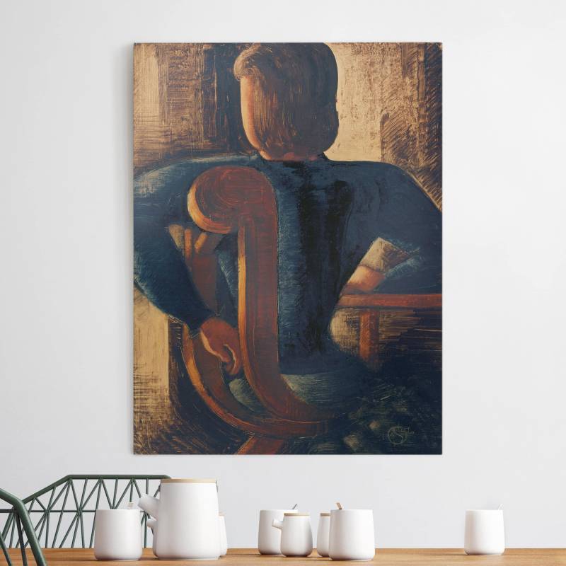 Leinwandbild Kunstdruck Oskar Schlemmer - Rücklings Sitzende am Tisch