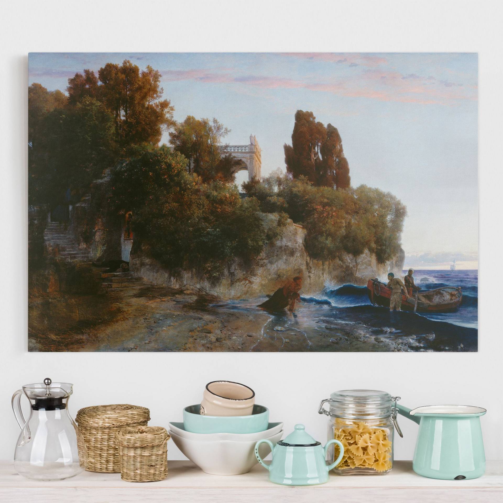 Leinwandbild - Querformat Arnold Böcklin - Schloss am Meer