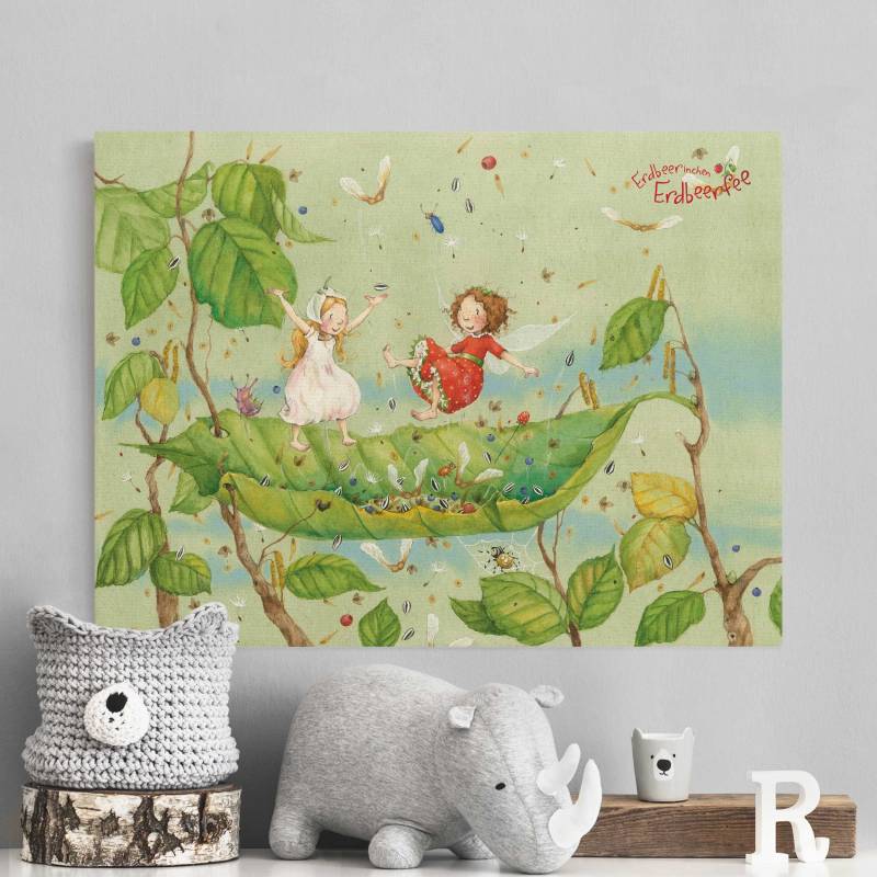 Leinwandbild auf Canvas Natural Erdbeerinchen Erdbeerfee - Trampolin