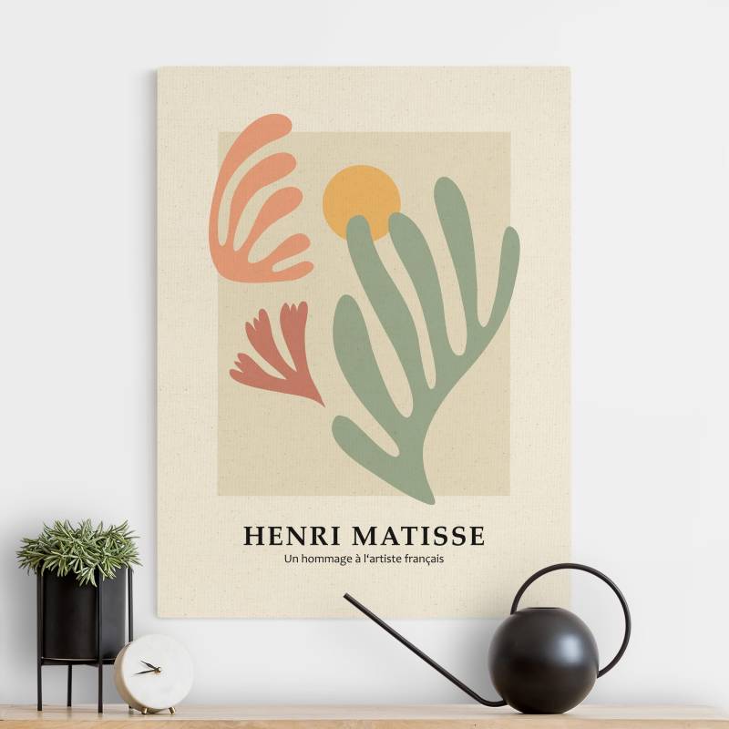 Leinwandbild auf Canvas Natural Matisse Hommage - Sonne mit Pflanze