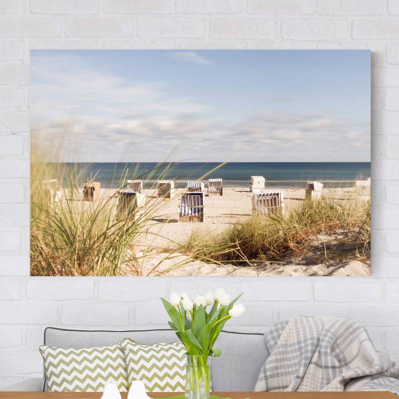 Leinwandbild - Querformat Ostsee und Strandkörbe
