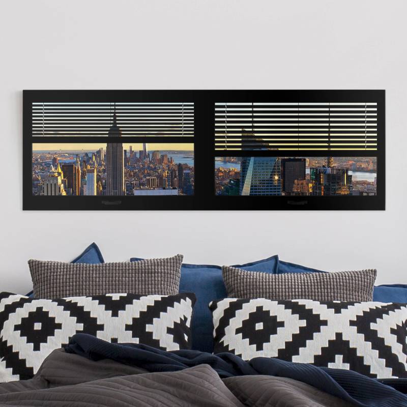 Leinwandbild New York Fensterblick Jalousie - Manhattan Abendstimmung
