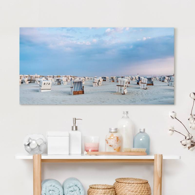 Leinwandbild Strandkörbe an der Nordsee