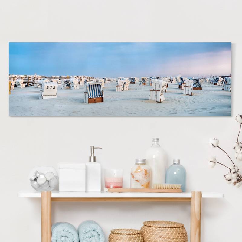Leinwandbild Strandkörbe an der Nordsee