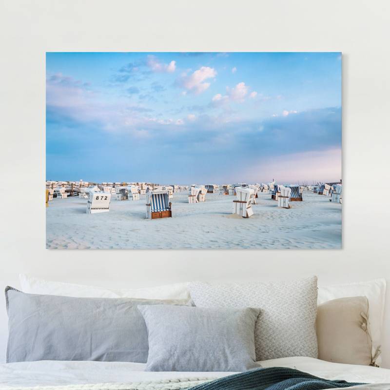 Leinwandbild Strandkörbe an der Nordsee