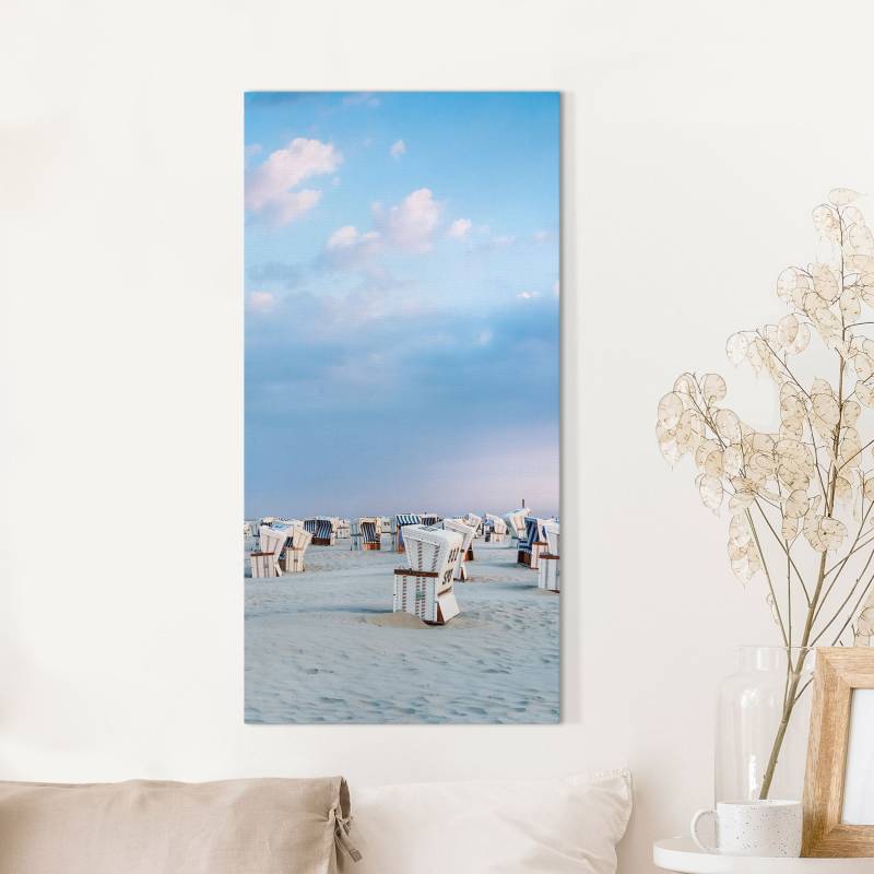 Leinwandbild Strandkörbe an der Nordsee