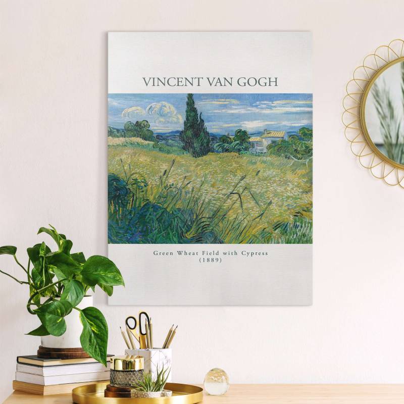 Leinwandbild Van Gogh - Grüne Weizenfelder mit Zypresse