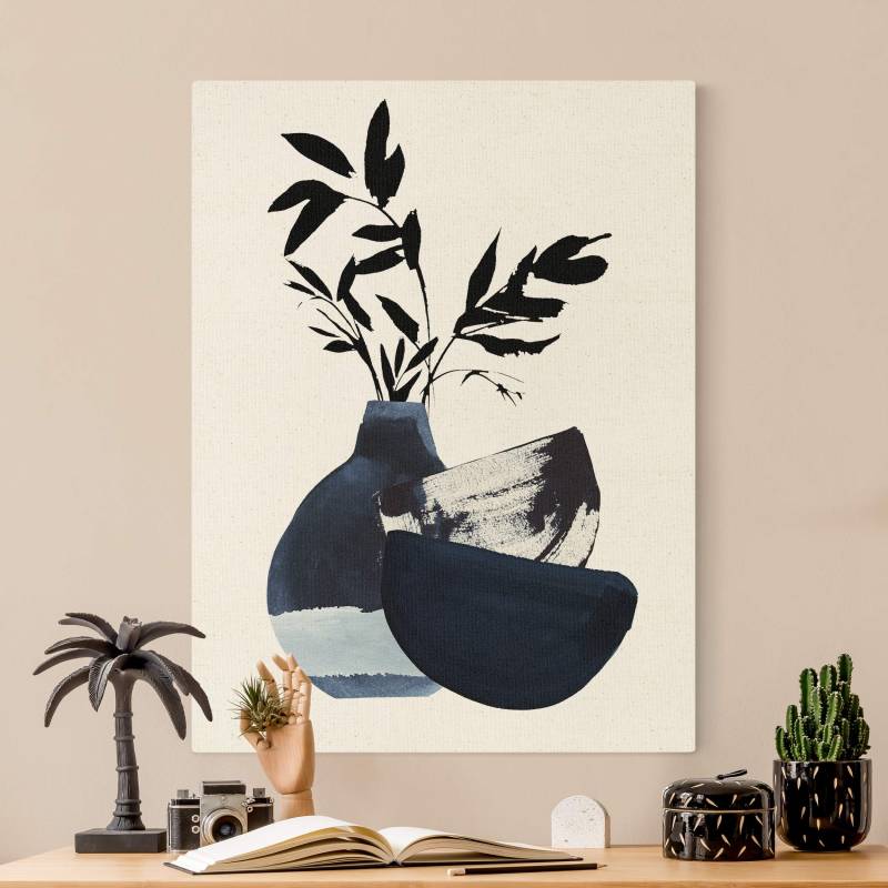 Leinwandbild auf Naturcanvas Japandi Vase mit Zweigen
