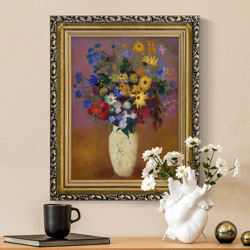 Leinwandbild in Barockrahmen Odilon Redon - Blumen in einer Vase