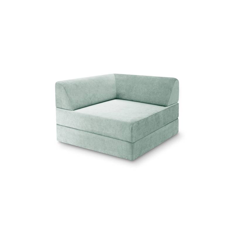 Levi Modularer Sessel mit Schlaffunktion 02 RAL1013 – Perlweiß – matt Soft-Canvas – Jadegrün von Snooze Project
