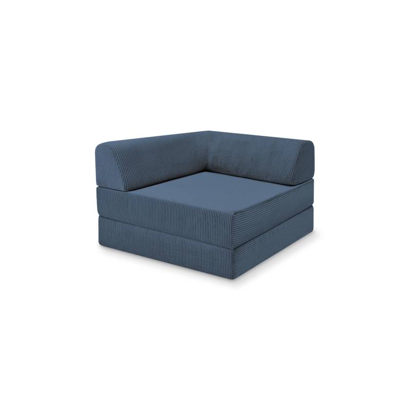 Levi Modularer Sessel mit Schlaffunktion 02 RAL1013 – Perlweiß – matt Teddy-Cord – Nachtblau von Snooze Project