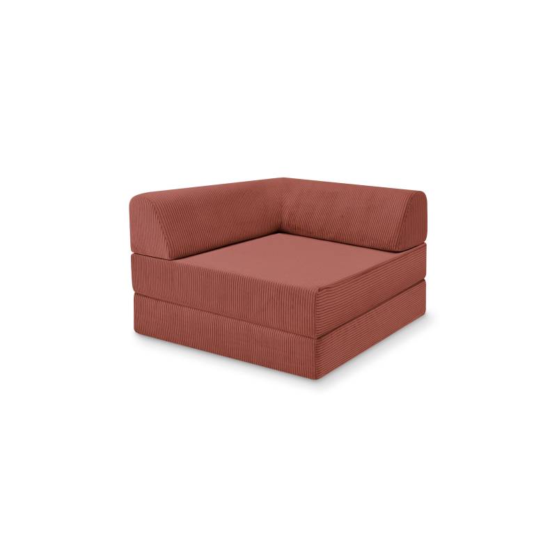 Levi Modularer Sessel mit Schlaffunktion 02 RAL3015 – Hellrosa – matt Teddy-Cord – Jaspisrot von Snooze Project