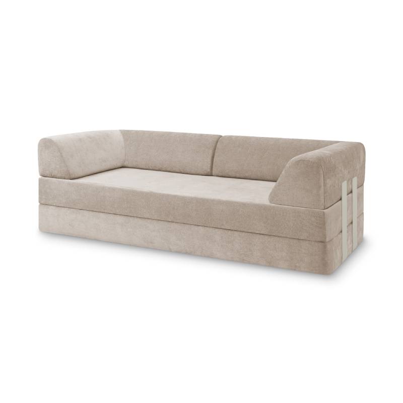 Levi Modulares 2-Sitzer Sofa mit Schlaffunktion 01 RAL1013 – Perlweiß – matt Soft-Canvas – Steinbeige von Snooze Project