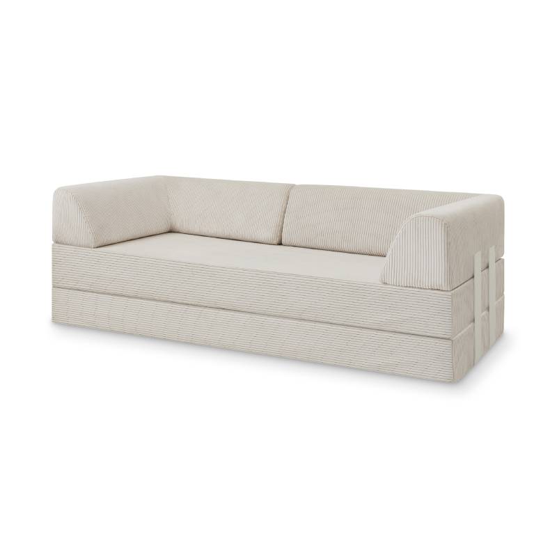 Levi Modulares 2-Sitzer Sofa mit Schlaffunktion 01 RAL1013 – Perlweiß – matt Teddy-Cord – Naturweiß von Snooze Project