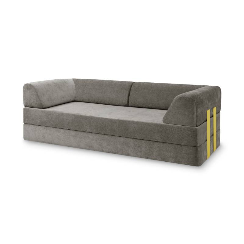 Levi Modulares 2-Sitzer Sofa mit Schlaffunktion 01 RAL1016 – Schwefelgelb – matt Soft-Canvas – Betongrau von Snooze Project