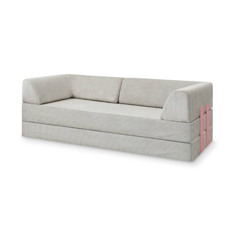 Levi Modulares 2-Sitzer Sofa mit Schlaffunktion 01 RAL3015 – Hellrosa – matt Teddy-Cord – Lichtgrau von Snooze Project