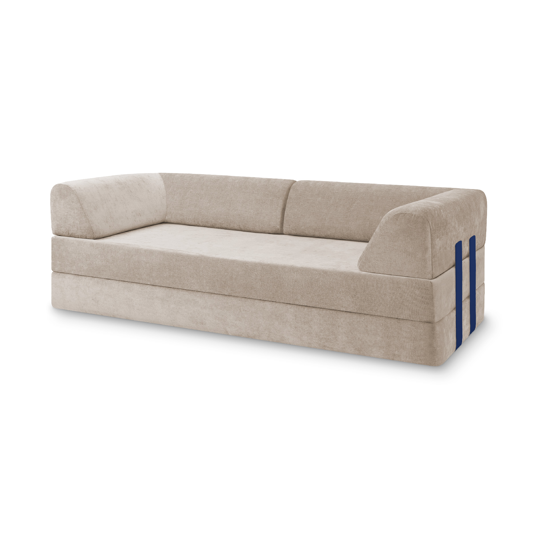 Levi Modulares 2-Sitzer Sofa mit Schlaffunktion 01 RAL5002 – Ultramarinblau – matt Soft-Canvas – Steinbeige von Snooze Project