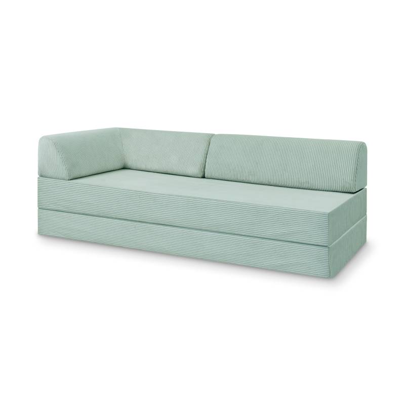 Levi Modulares 2-Sitzer Sofa mit Schlaffunktion 02 RAL1013 – Perlweiß – matt Teddy-Cord – Mintgrün von Snooze Project