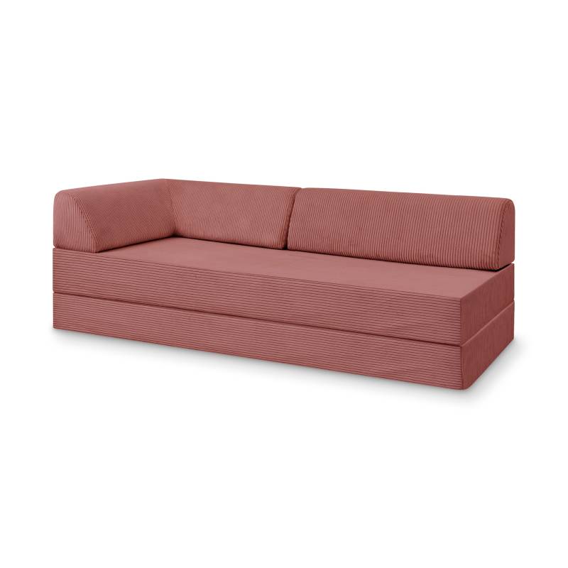Levi Modulares 2-Sitzer Sofa mit Schlaffunktion 02 RAL5002 – Ultramarinblau – matt Teddy-Cord – Nebelrosa von Snooze Project