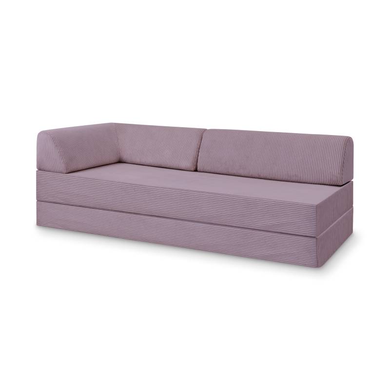 Levi Modulares 2-Sitzer Sofa mit Schlaffunktion 02 RAL7021 – Schwarzgrau – matt Teddy-Cord – Lavendellila von Snooze Project