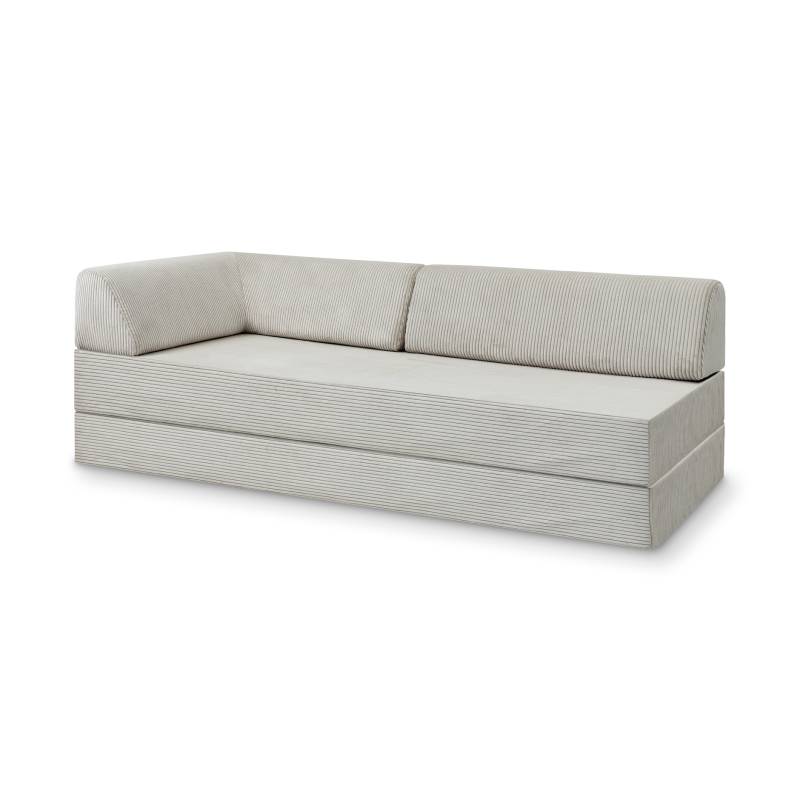 Levi Modulares 2-Sitzer Sofa mit Schlaffunktion 02 RAL7021 – Schwarzgrau – matt Teddy-Cord – Lichtgrau von Snooze Project