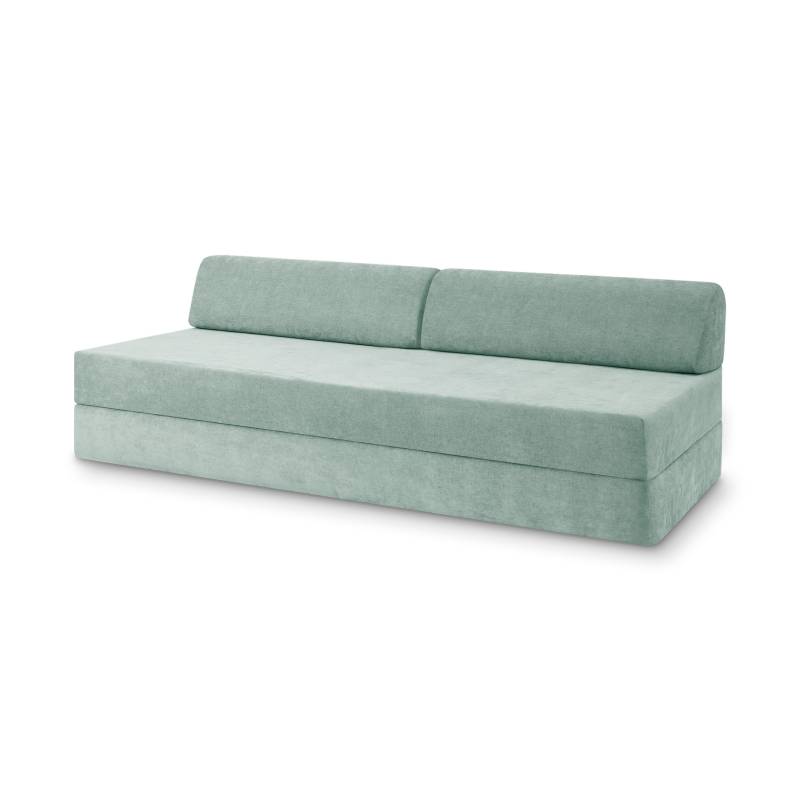 Levi Modulares 2-Sitzer Sofa mit Schlaffunktion 03 RAL1013 – Perlweiß – matt Soft-Canvas – Jadegrün von Snooze Project