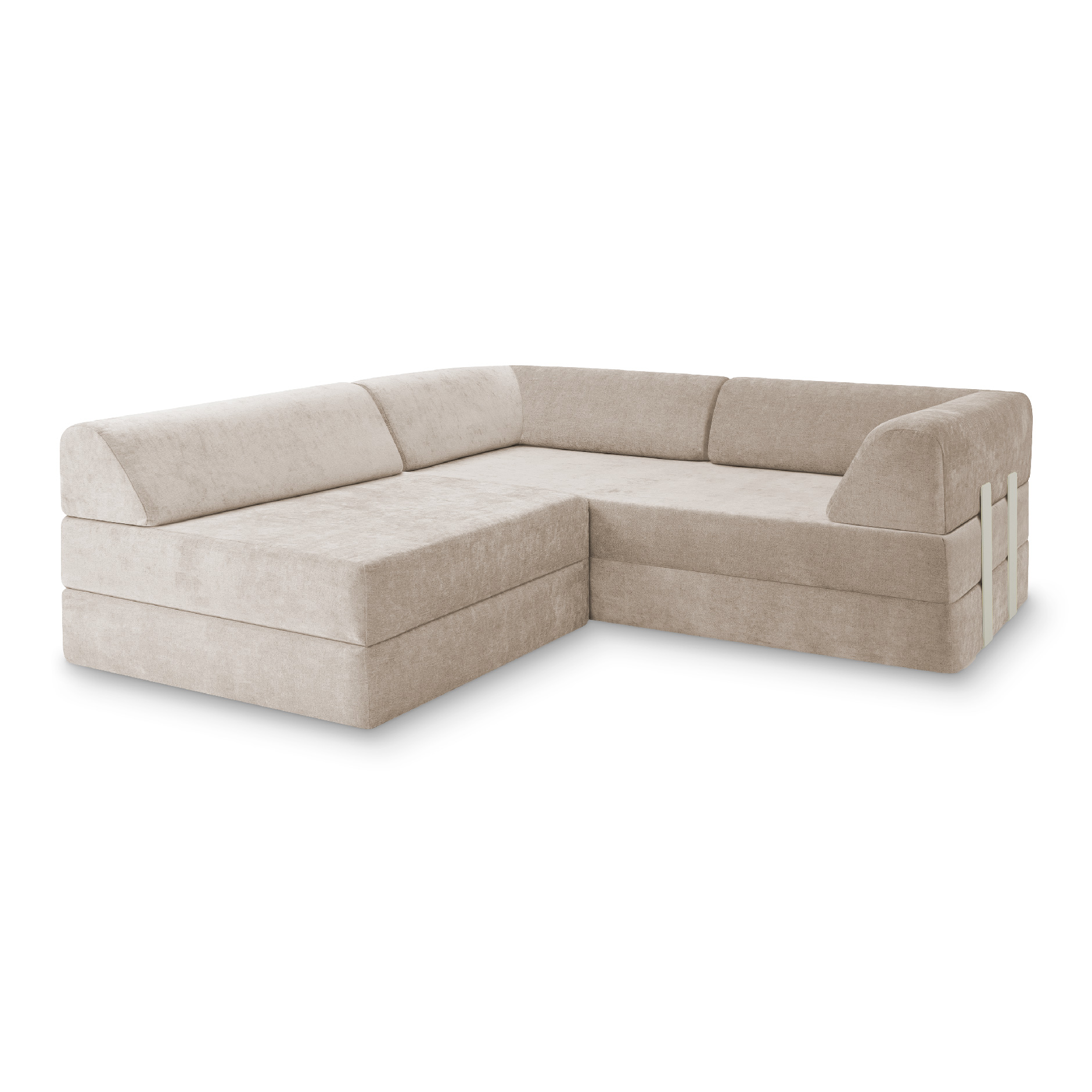 Levi Modulares 3-Sitzer Ecksofa mit Schlaffunktion 01 RAL1013 – Perlweiß – matt Soft-Canvas – Steinbeige Levi Modulares 3-Sitzer Ecksofa mit Schlaffunktion 01 RAL1013 – Perlweiß – matt Soft-Canvas – Steinbeige von Snooze Project