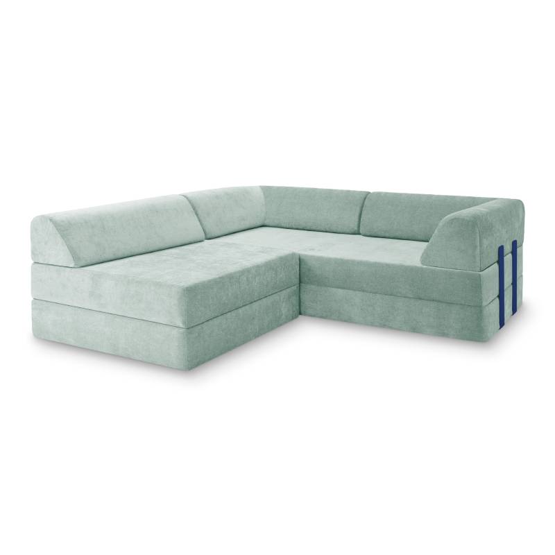 Levi Modulares 3-Sitzer Ecksofa mit Schlaffunktion 01 RAL5002 – Ultramarinblau – matt Soft-Canvas – Jadegrün von Snooze Project