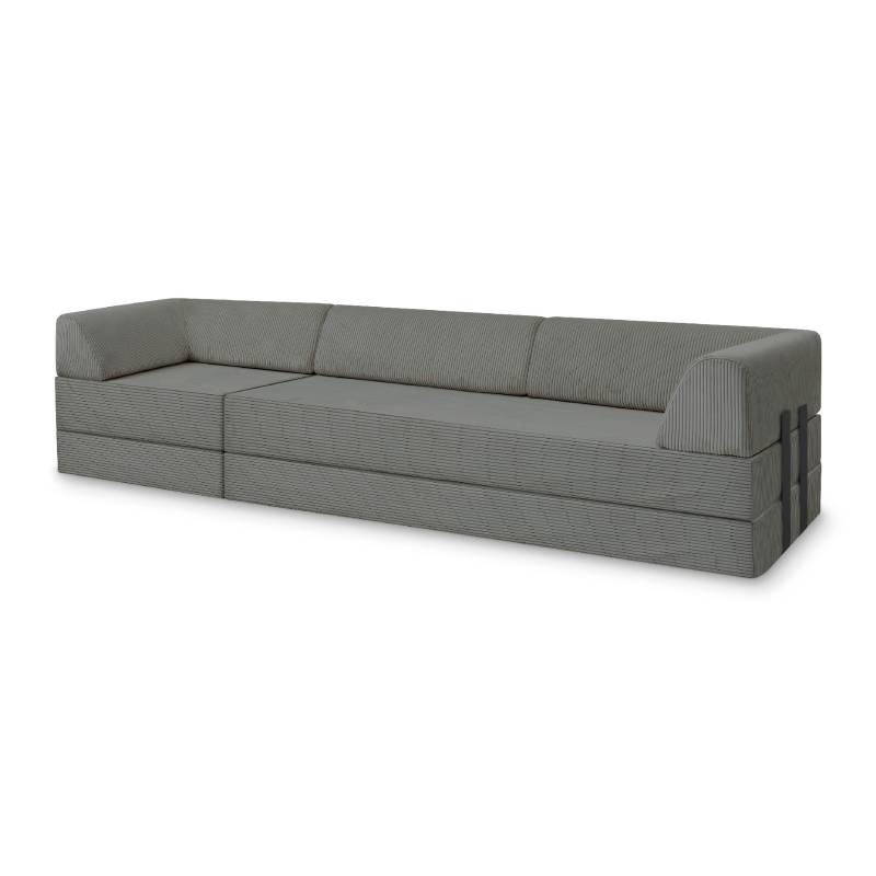 Levi Modulares 3-Sitzer Sofa mit Schlaffunktion 04 RAL7021 – Schwarzgrau – matt Teddy-Cord – Graphitgrau von Snooze Project
