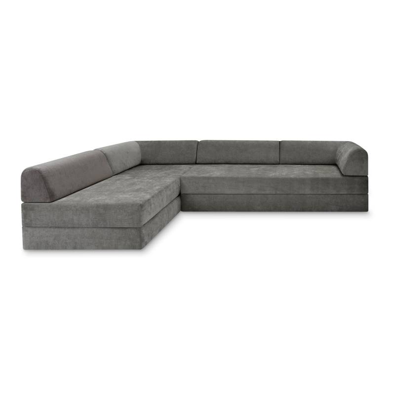 Levi Modulares 4-Sitzer Ecksofa mit Schlaffunktion 03 RAL1016 – Schwefelgelb – matt Soft-Canvas – Betongrau von Snooze Project