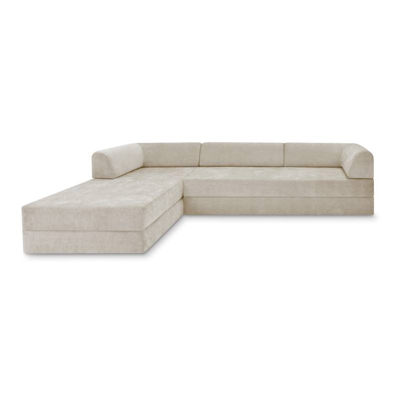Levi Modulares 4-Sitzer Ecksofa mit Schlaffunktion 04 RAL1016 – Schwefelgelb – matt Soft-Canvas – Travertineweiß von Snooze Project