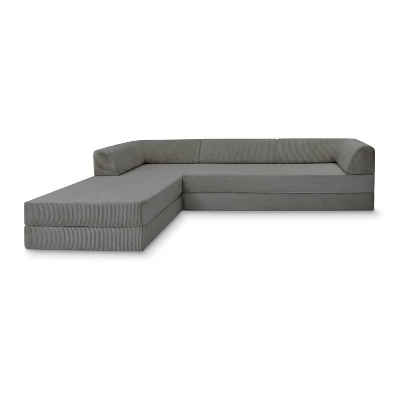Levi Modulares 4-Sitzer Ecksofa mit Schlaffunktion 04 RAL5002 – Ultramarinblau – matt Teddy-Cord – Graphitgrau von Snooze Project