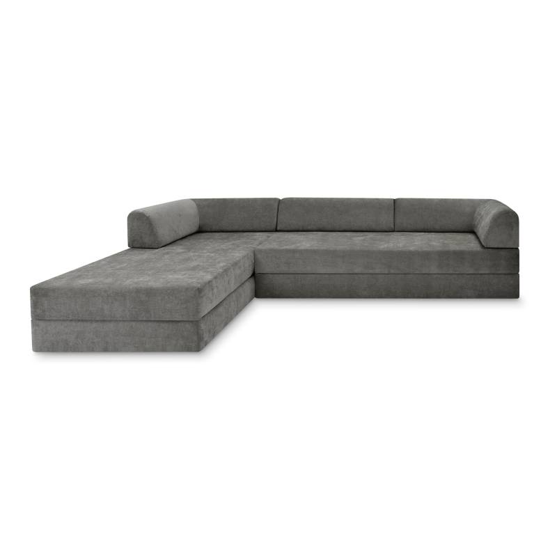 Levi Modulares 4-Sitzer Ecksofa mit Schlaffunktion 04 RAL7021 – Schwarzgrau – matt Soft-Canvas – Betongrau von Snooze Project