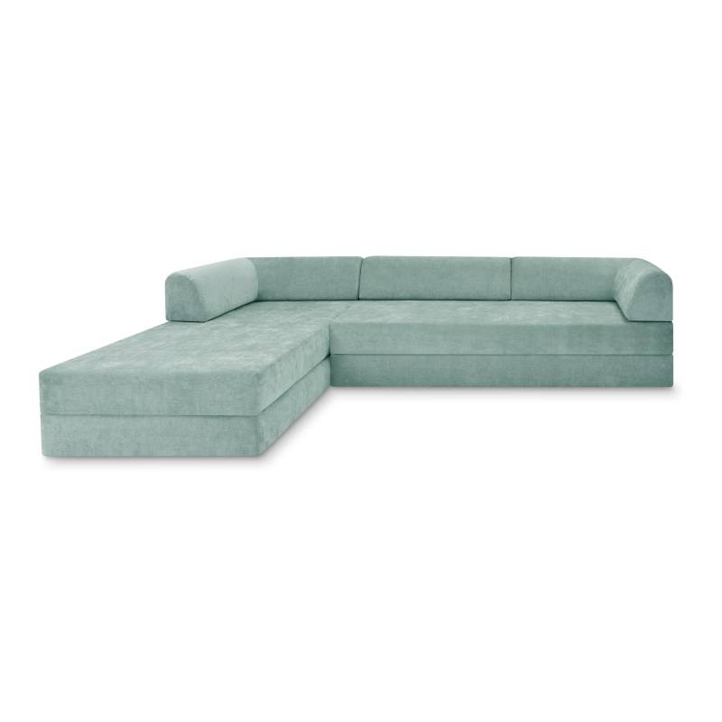 Levi Modulares 4-Sitzer Ecksofa mit Schlaffunktion 04 RAL7021 – Schwarzgrau – matt Soft-Canvas – Jadegrün von Snooze Project