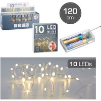 Lichterkette 10 LED MIKRO inkl Timer 120 cm lang Silber / Weiss