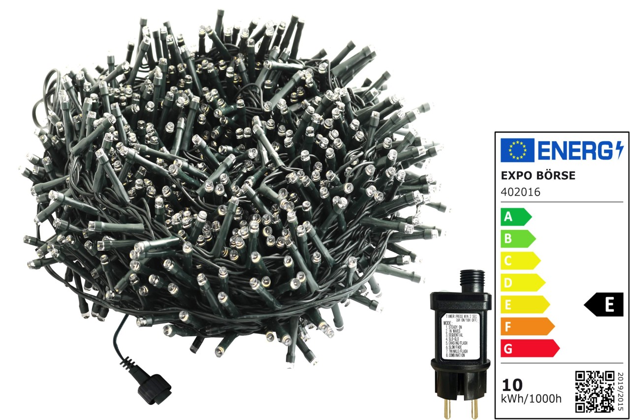 Lichterkette grün 800 LED warmweiß 19 Meter 8 Funktionen Timer Deko Lichterkette grün 800 LED warmweiß 19 Meter 8 Funktionen Timer Deko