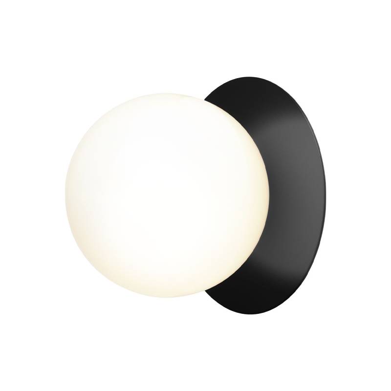 Liila 1 Large Wand- und Deckenleuchte, Ø: 24,5 cm, Schwarz, Opalglas