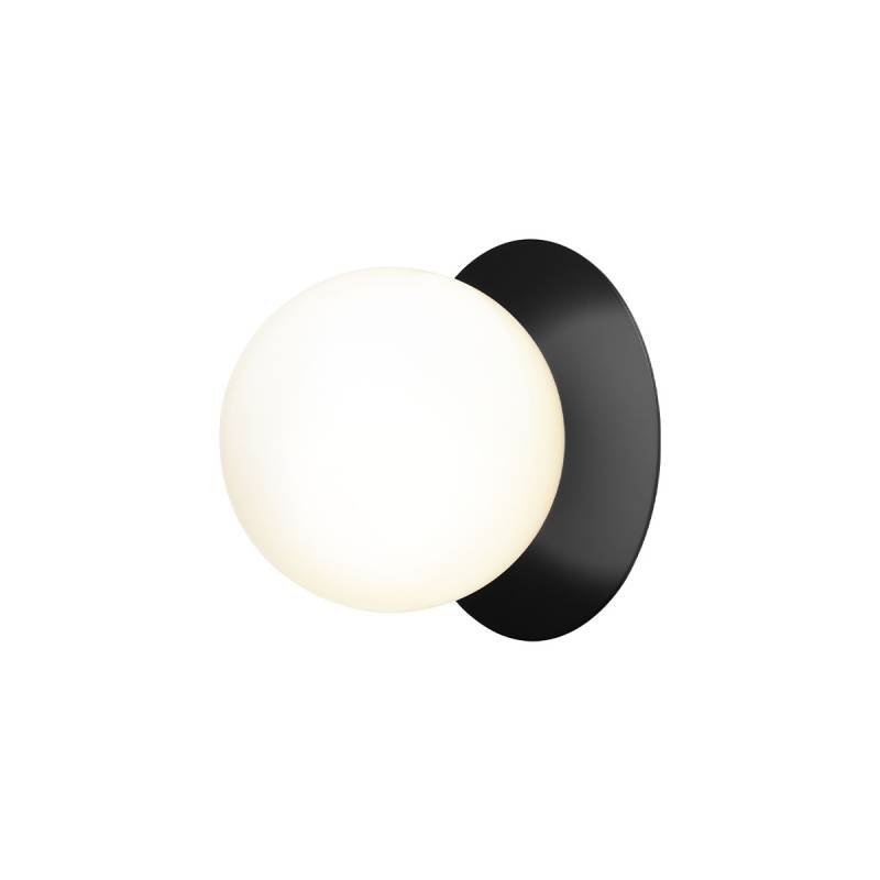 Liila 1 Medium Wand- und Deckenleuchte, Ø: 16,5 cm, Schwarz, Opalglas