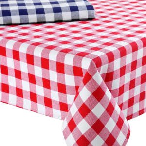 Linco ZÜCHEN Tischdecke Baumwolle, rot und weiß kariert, Dekorative Tischdecke für den Gastronomiebereich, 1 Karton = 20 Stück, 130 x 220 cm