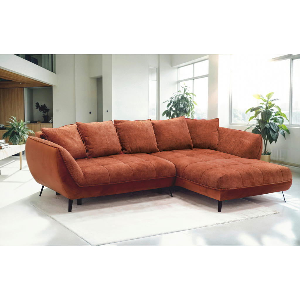 Livetastic Ecksofa Midway, Rost, Textil, 3-Sitzer, Füllung: Schaumstoff, Schaumstoffflocken, L-Form, Ottomane rechts, 282x187 cm, Made in EU, Liegefunktion, Rücken echt, Wohnzimmer, Sofas & Couches, Wohnlandschaften, Ecksofas von Livetastic
