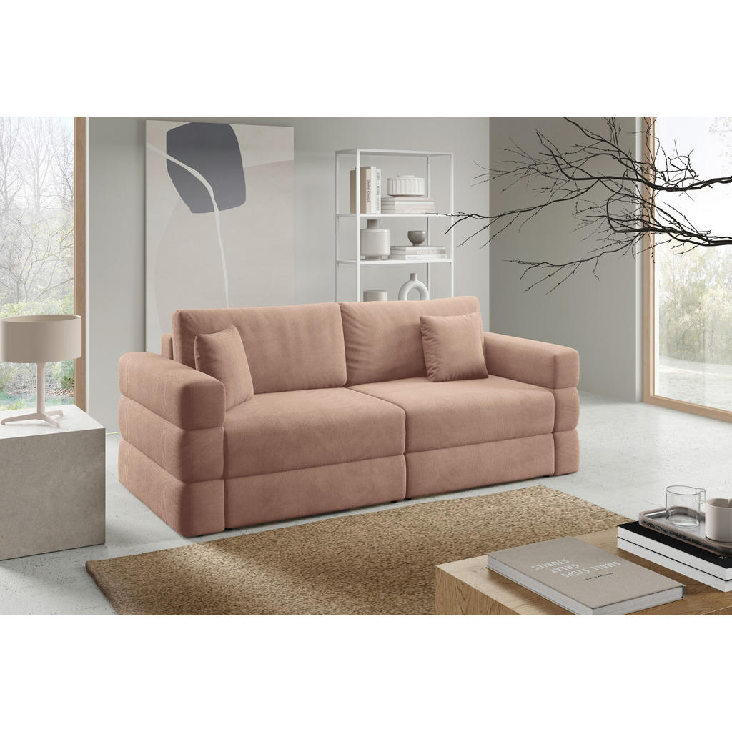 Livetastic Schlafsofa Terazzo, Rosa, Textil, 3-Sitzer, Füllung: Polyurethan (Pur), Silikon,Polyurethan (Pur), Silikon, 254x93x167 cm, Made in EU, Wohnzimmer, Sofas & Couches, Schlafsofas, Schlafsofas mit Bettkasten von Livetastic